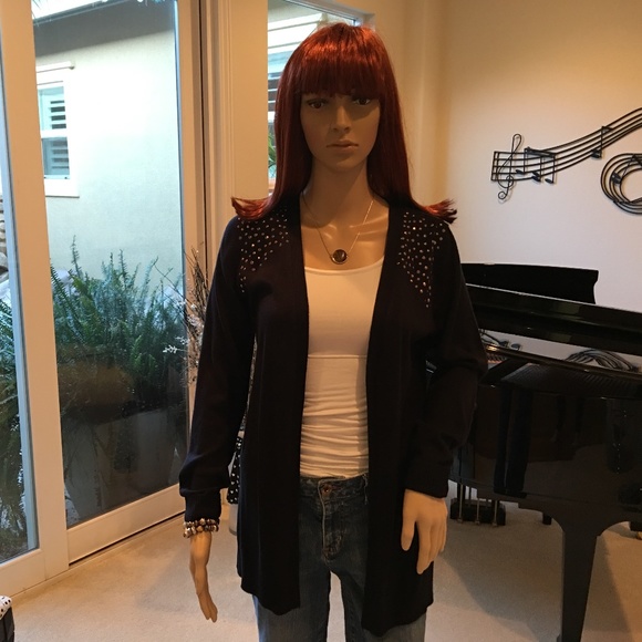 Black Bronze / Rose Gold Rhinestone Cardigan - Picture 4 of 5